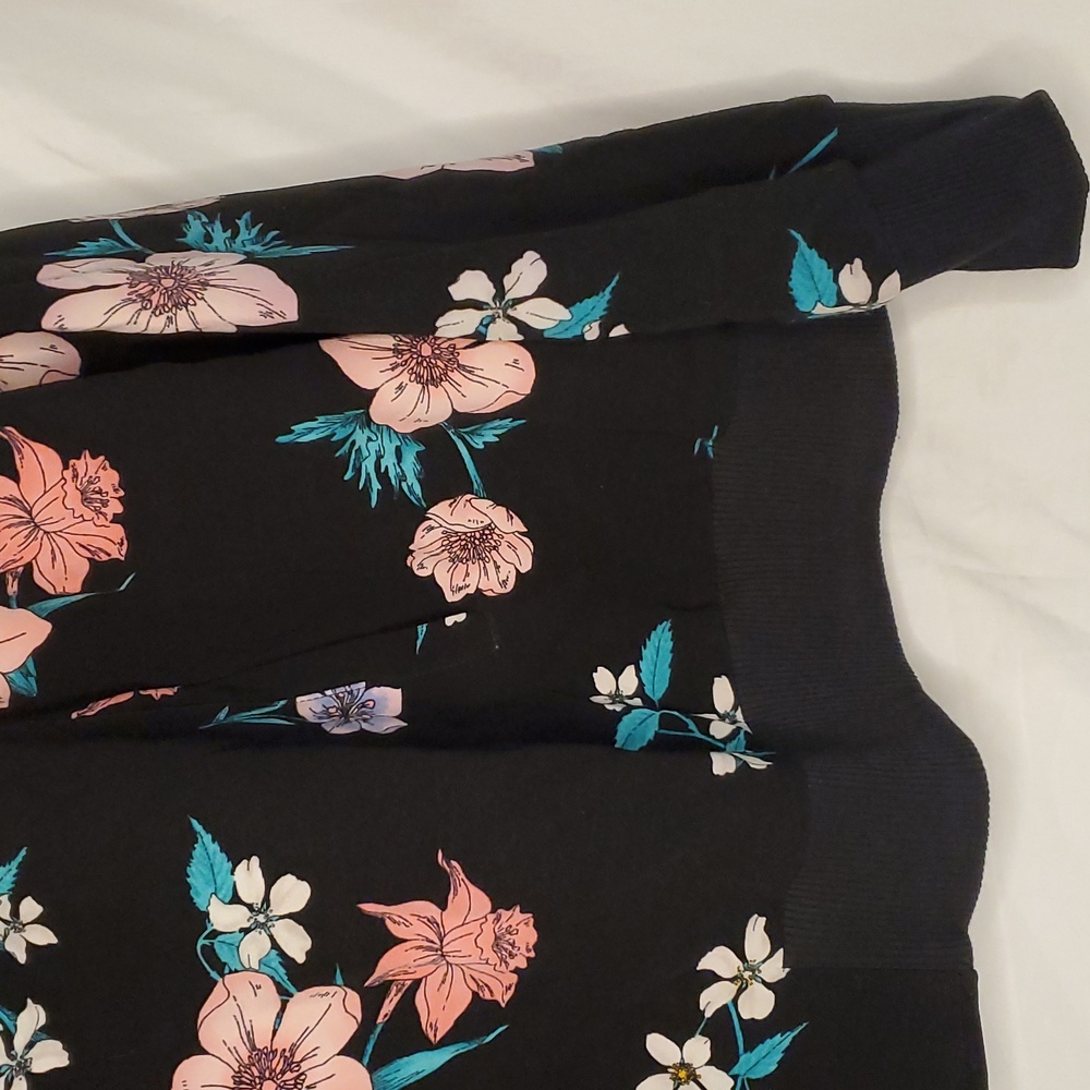 Lane Bryant Jacket Floral Bomber Style Lined Black Pink Flowers Plus Size 26/28 - Picture 3 of 7